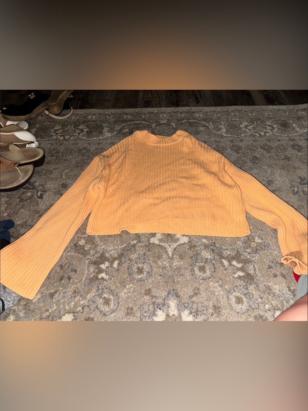 H&M Orange Ribbed Cropped Sweater